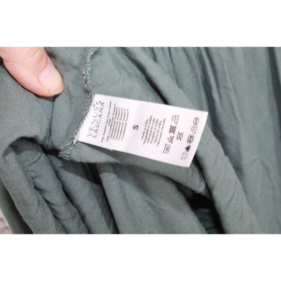 Venus Lascana Twist Front Smocked Waist Midi Dress Green Size Small - Picture 10 of 12